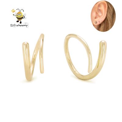 China 2019 Slovehoony Earrings 925 Sterling Silver Line Earrings, Brand Jewelry 14K Gold Plated Spiral Earrings For Woman 2019 for sale