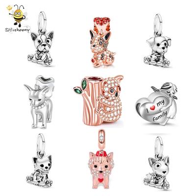 China Beads For Bracelet Making 925 Sterling Silver Jewelry Cute Animal Dangle To Charm Sterling Silver Fashion Cat And Dog Charms Jewelry 925 for sale