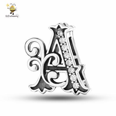 China Charm For Bracelet Making 925 Sterling Silver Jewelry Sparkling Original Jewelry 925 Sterling Silver Letter A Shape Charms Fit DIY Bead S925 Bracelet for sale