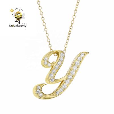 China 925 sterling silver tiny necklace 18k gold free shipping jewelry 925 sterling silver tiny necklace letter Y necklaces alphabet custom pendant beads for sale