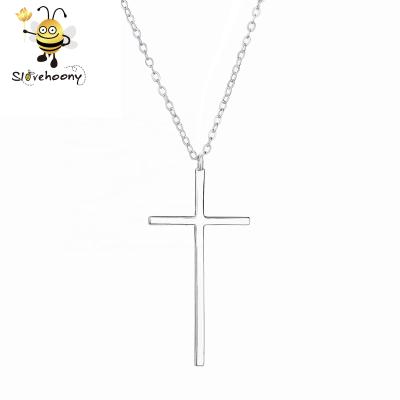 China Personalized Plain 925 Sterling Silver Cross Shape Pendant Necklace Slovehoony Cross Pendants For Costume Necklace for sale