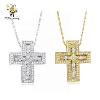 China 2018 new design 24K gold plated necklace jewelry, necklace cross, crystal cross pendant necklace for sale