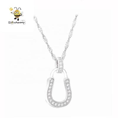 China Free Shipping Online Shopping Jewelry Woman Lucky Charm Minimalist U Shape Silver Jewelry Horse Shoes Pendant Necklaces 925 for sale