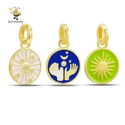 China DIY Charm Slovehoony Small Sun Charms Hold Moon And Star With Both Hands 925 Sterling Silver For DIY Pendant For Chain Bracelets Jewelry for sale