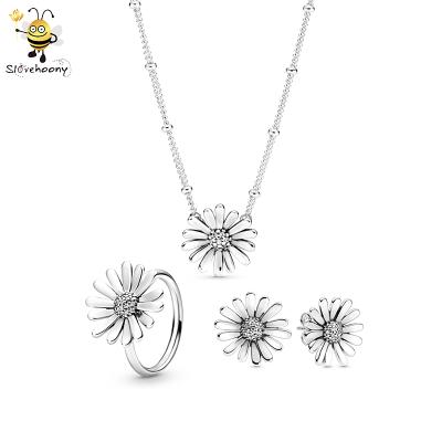 China Earring/Ear Cuff 2020 Flowers Shape Jewelry 925 Sterling Silver Necklace And Earring Set For Women for sale