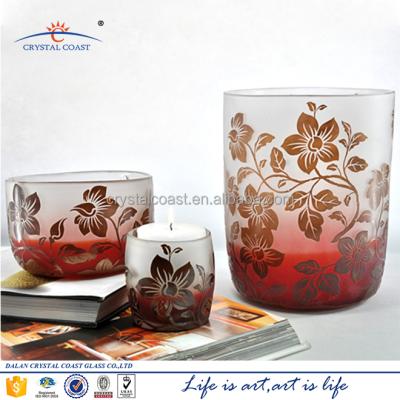 China Painting designs of beautiful FLOWER flower red glass vase with high quality for sale