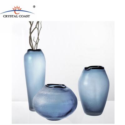 China China Best Selling Table Decoration Sandblasted Glass Vase for sale