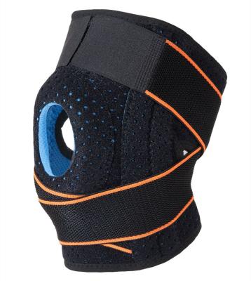 China Sports Outdoor Adjustable Knitted Elastic Knee Brace Sleeve Compression Nylon Knee Brace With Belt for sale