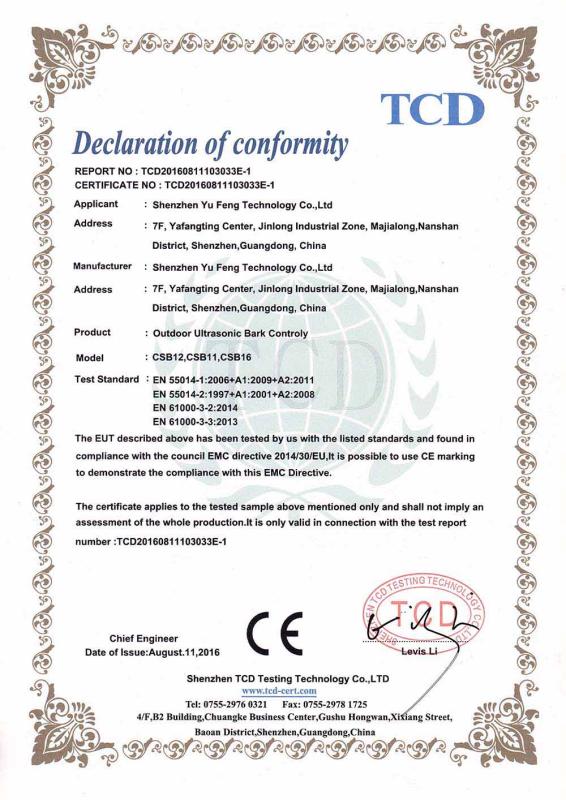 CE - Shenzhen Yufeng Technology Co., Ltd.