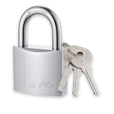 China Padlock Security Rustproof Satin Iron Bow Waterproof Cr-Plated Type Pass 70mm Silver Plated Padlocks for sale