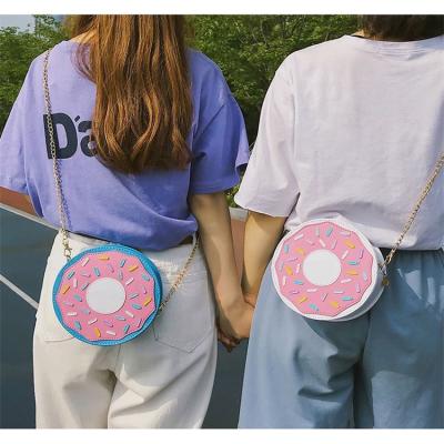 China 2021 new arrival hot cute cartoon fashion donuts style messenger bag durable funny three-dimensional soft small chain handbag for sale