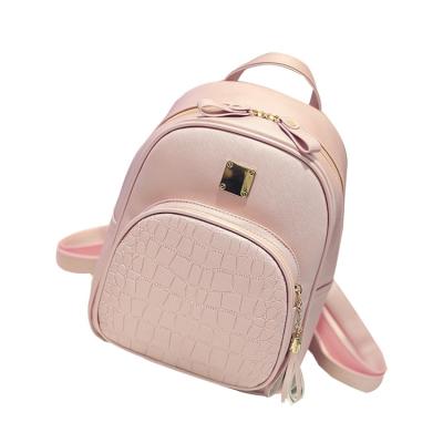 China Fashion Waterproof Women Backpack PU Leather Schoolbag For Teenager Preppy Style Backpack School Travel Solid Pack Small for sale