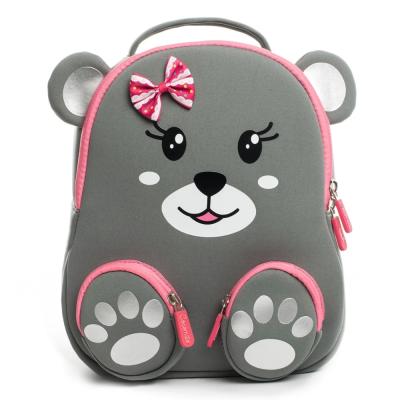 China Design For Make Up Large Capacity Cartoon Bear Printing School For Kids Kindergarten Children 3D Neoprene Backpack Animal Backpack for sale