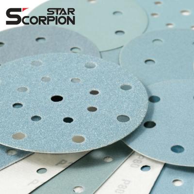 China 125mm Aluminum Oxide Ceramic Abrasive Latex Anti-Block Sand Paper S65 Backing Sandpaper Disc For Automotive Grinding for sale