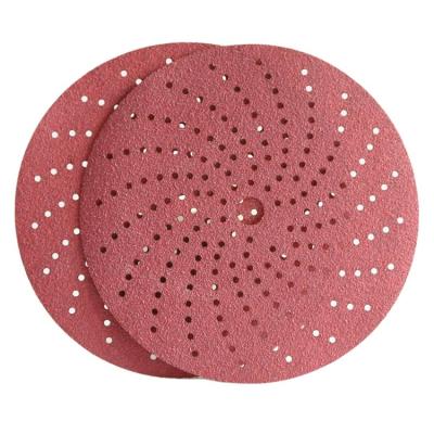 China Long Lasting High Performance Pink Color 150mm With Multi-holes Sandpaper Disc Porous Round Sandpaper Ceramic Sandpaper For Automotive Grinding for sale