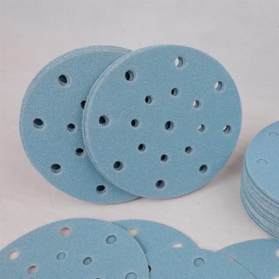 China Factory Supply Anti-blocking Blue Color 150mm Sandpaper Around Disc Sanding Ceramic Sandpaper For Automotive Grinding for sale