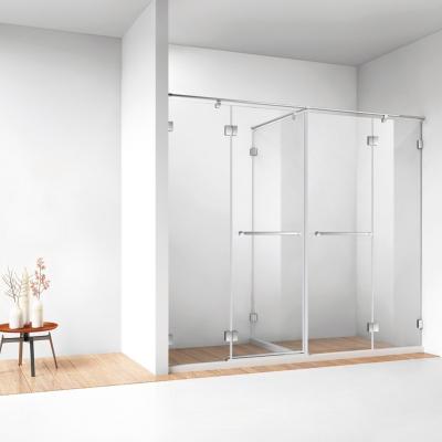 China Large Space Contemporary Stainless Steel 10MM Tempered Glass Modern Shower Room Customized T-type Folding Door for sale