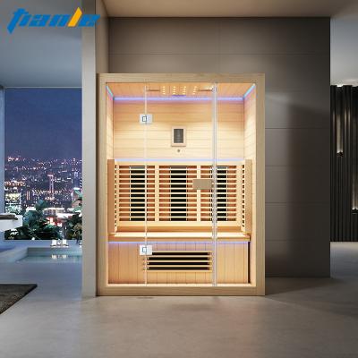 China Wooden Computer Control Panel Family 2 People Steam Bath Touch Screen Control Panel Infrared Sauna Room for sale