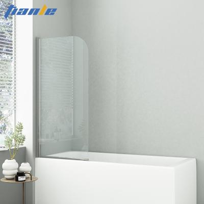 China Modern Chrome Finished Bath Tempered Glass Tub Screen Folding Shower Screen for sale