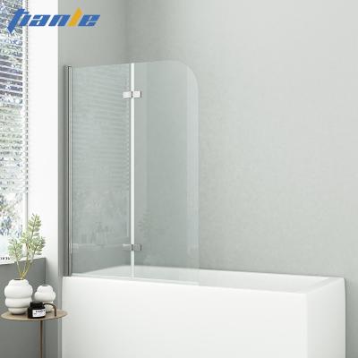 China Modern Chrome Finished Bath Shower Screen Frameless Folding Tub Glass Door for sale