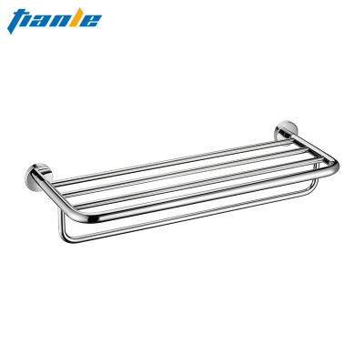 China Fashion Hotel Minimalist Style Brushed Bathroom Silver Shelf Double Wall Mount Stainless Steel Towel Rack for sale