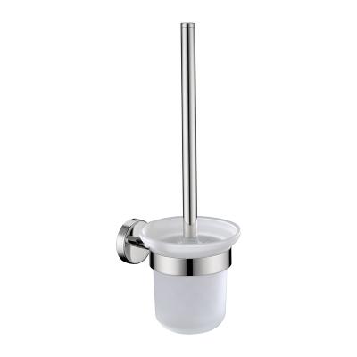 China Modern High Quality Wall Mounted Bathroom Metal 304 Stainless Steel Toilet Brush Holder Rack Set for sale