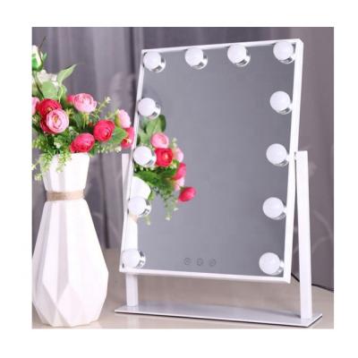 China Hollywood Style Lighted Square Vanity Mirror With Led Bulb for sale