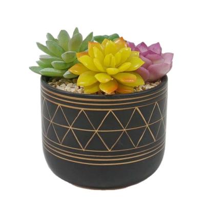 China Country High Simulation Green Decor Natural Potted Artificial Succulent Plant In Pots for sale