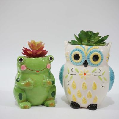 China Country Home Decoration Mini Flower Pot Planter Ceramic Outdoor White Cute Animal Flower Pots For Wholesale for sale