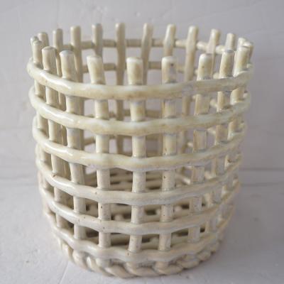 China Sustainable Handmade Nordic Ceramic Basket Bowls Woven By Morden for sale