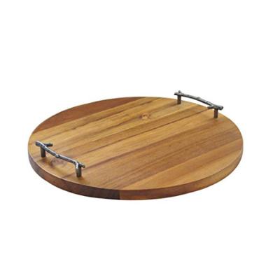 China Chocolate Serving Home\Office\Hotel\Restaurant\Car Dinner Table Centerpiece Solid Wood Round Bread Tray for sale