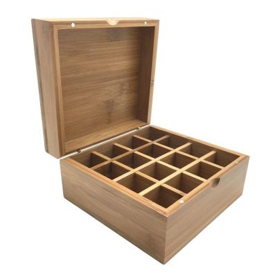 China Viet Nam Modern Home Decor Practical Natural Bamboo Storage 16 Bottles Essential Oil Solid Wood Container for sale