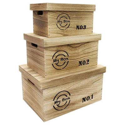 China Sustainable Paulownia Wooden Storage Box Organizer With Lid for sale