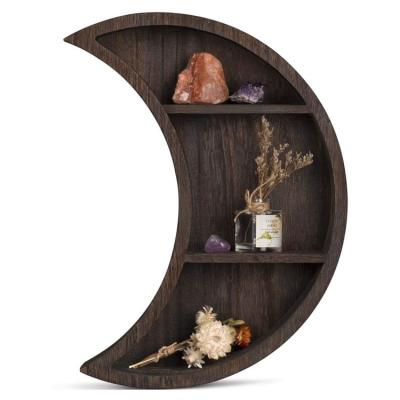 China China Wooden Wall Rack Floating Shelves Hanging Storager Display Moon Shelves Decorative Home Wall for sale