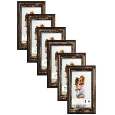 China Brin Garland Decation Christmas Tree Set 6 Pack 8*10 Pack Real Barn Gold Desktop Picture Frame Decor Wood Brown Picture Frame for sale