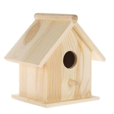 China Simple Living Style Decoration Unfinished Natural Forest Pine Styling Solid Wood Bird Houses For Painting for sale