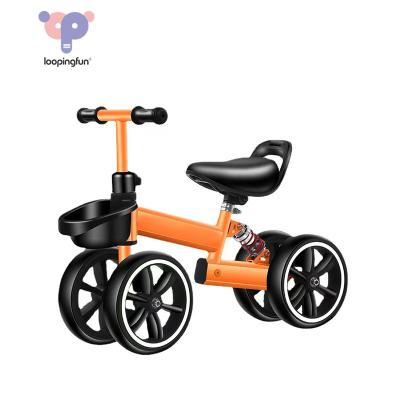 China Ride On Toy Loopingfun Factory Wholesale Toddler Tricycle No Pedal With Basket 4 Wheel Baby Kids 10 Inch Balance Bike Ride On Toy Bike for sale