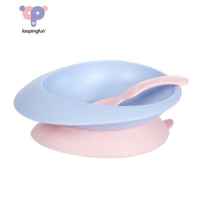 China Loopingfun Safe Custom Kitchen Baby Pp+tpr Cartoon Suction Cup Tableware Series Cute Animal Dish Set For Kids for sale