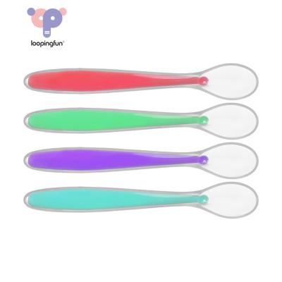 China Loopingfun BPA Free Food Grade Silicone Baby Food Grade Non-Stick Colorful Non-Stick Heat Resistant Spoon for sale