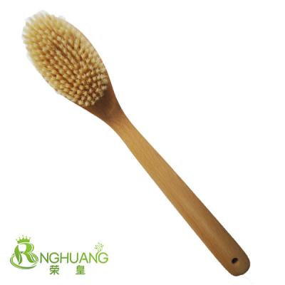 China Blood Circle Stimulate Beech Wood Material Long Handle Shower Back Soft Bath Brush and Wash Back Body Scrub Massage Brush for sale