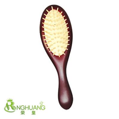 China Compact Wood Comb Hair Brush Massager Brush Boar Natural Bamboo Wood Bristle Brush C23 for sale