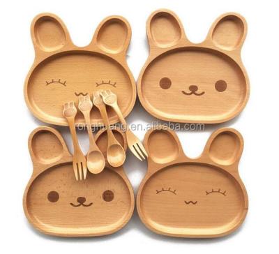 China Sustainable Animal Sharp Wooden Serving Trays For Kids Children Folding Serving Tray Food Trays for sale