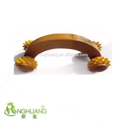 China Wholesale Popular Hand Held Wooden Boby Care Scrubber Roller Massager for sale