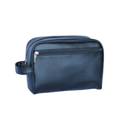 China Fashion PU Faux Leather Waterproof Men's Toiletry Bag Shaving Bag Grooming Cosmetic Bag for sale