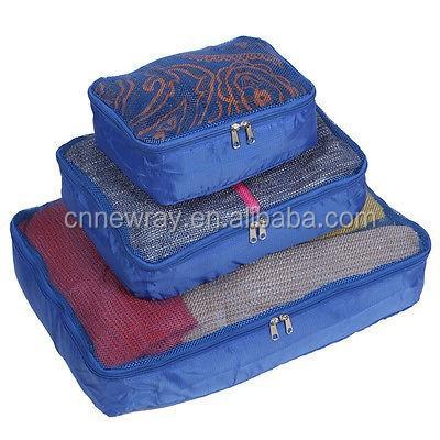 China 420D Polyester 3PCS Set Suitcase Organizer Clothes Bag Tidy Luggage Tote Cubes Wash Bags for sale