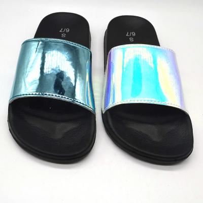 China Latest Design Lightweight Soft And Comfortable PU Slide Top Eva Sole Womens Slide Sandal Slippers for sale