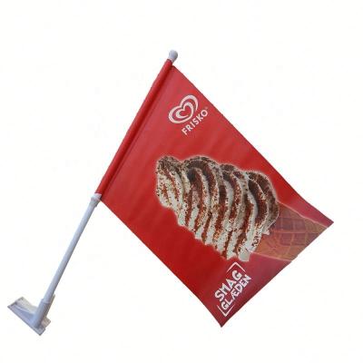 China Fast Delivery Wall Flag Base CMYK Small Full Color Printing Mounted Woven Advertising Flag for sale