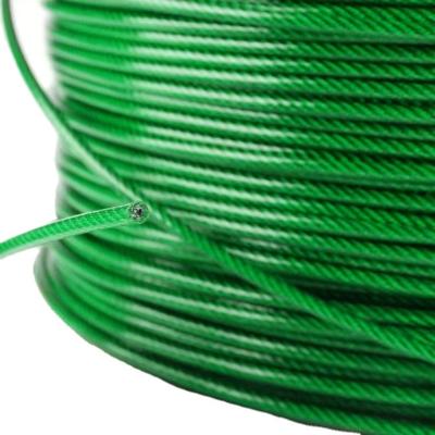 China China Manufacturer Price Steel Structure 7x7 Wire 4mm Green PVC Coated 5mm Plastic Nylon PA Coated Stainless Steel Wire Rope for sale