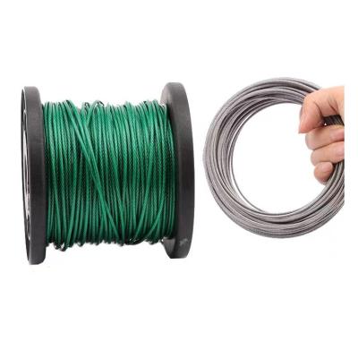 China China Manufacturer Price Steel Structure 7x7 Wire 3mm Green PVC Coated 3.2mm Plastic Nylon PA Coated Stainless Steel Wire Rope for sale