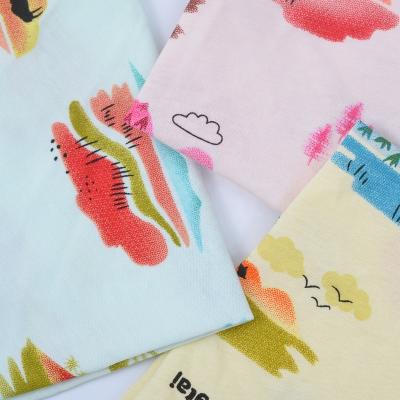 China Custom Active Printed Knitted Fabric 140gsm Pure Cotton Wicking Color And Pattern Knitted Cloth Baby Printed Cotton Fabric for sale